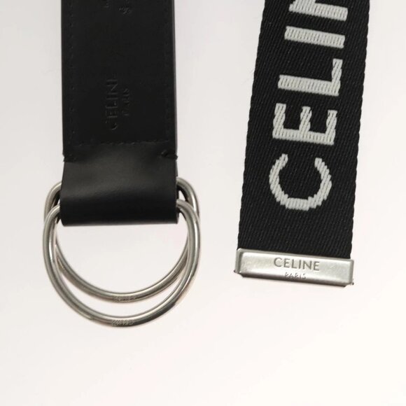 CELINE Double Ring Belt Canvas 45.3"" Black Auth - Picture 5 of 12